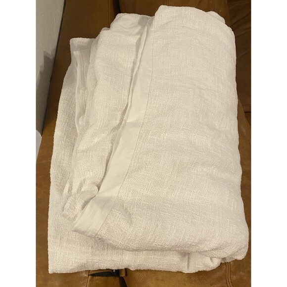 Crate & Barrel Lindstrom Cotton White Duvet Cover Queen 100% Cotton Textured - Picture 1 of 8